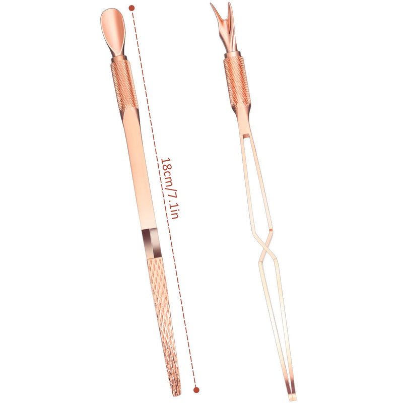 2 Pieces Nail Pinching Tool Cuticle Pusher Stainless Steel Nail Shaping Tweezers Multi-Function Nail Art Pincher for Manicure (Rose Gold) Rose Gold - BeesActive Australia