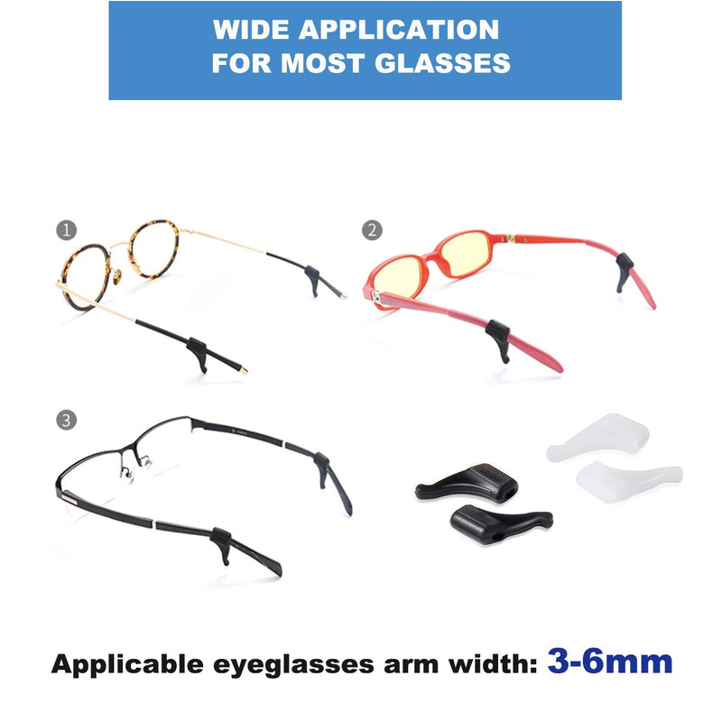 Anti-Slip Ear Hooks Holder Eyeglasses Retainers Silicone Glasses Temple Holders for Glasses Sunglasses 10 Pairs?Black/White Black/White - BeesActive Australia