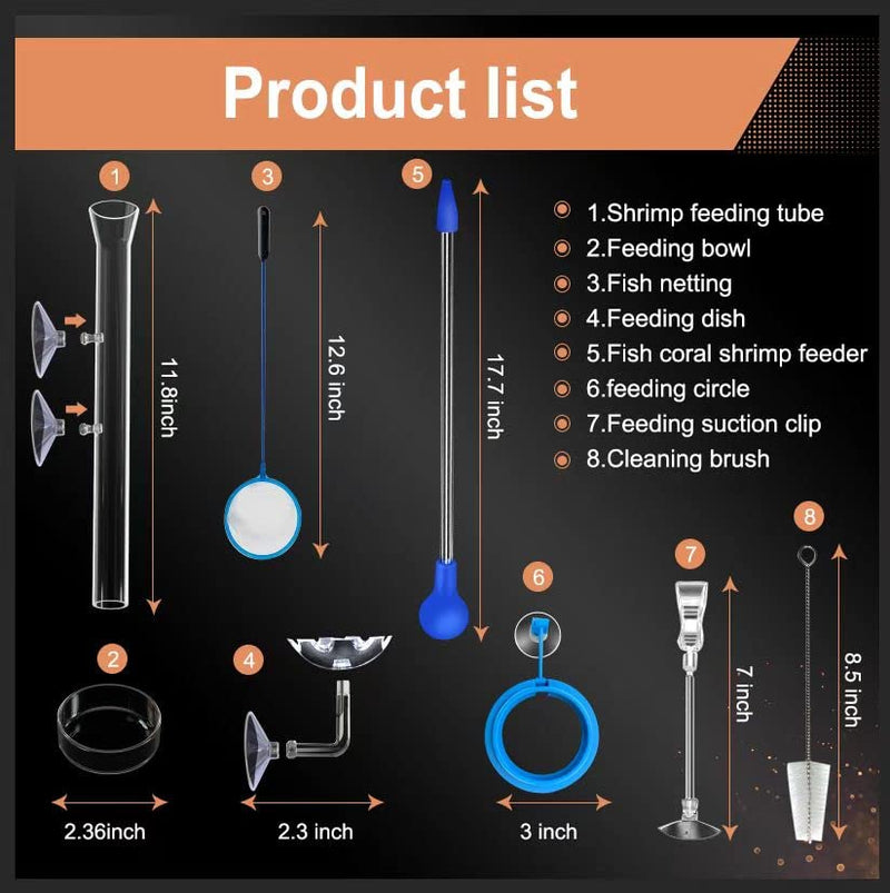 Shrimp Feeding Tube with Feeding Bowl and Dish，Shrimp Feeding Dish with Suction Cup，Tube Cleaning Brush，Shrimp Feeder with Bulb，Feeding Ring，Aquarium Feeding clamp,Aquarium net - BeesActive Australia