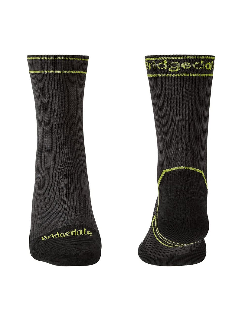 Bridgedale StormSock Lightweight Boot Waterproof Breathable Sock, Dk. Grey/Lime, XL - BeesActive Australia