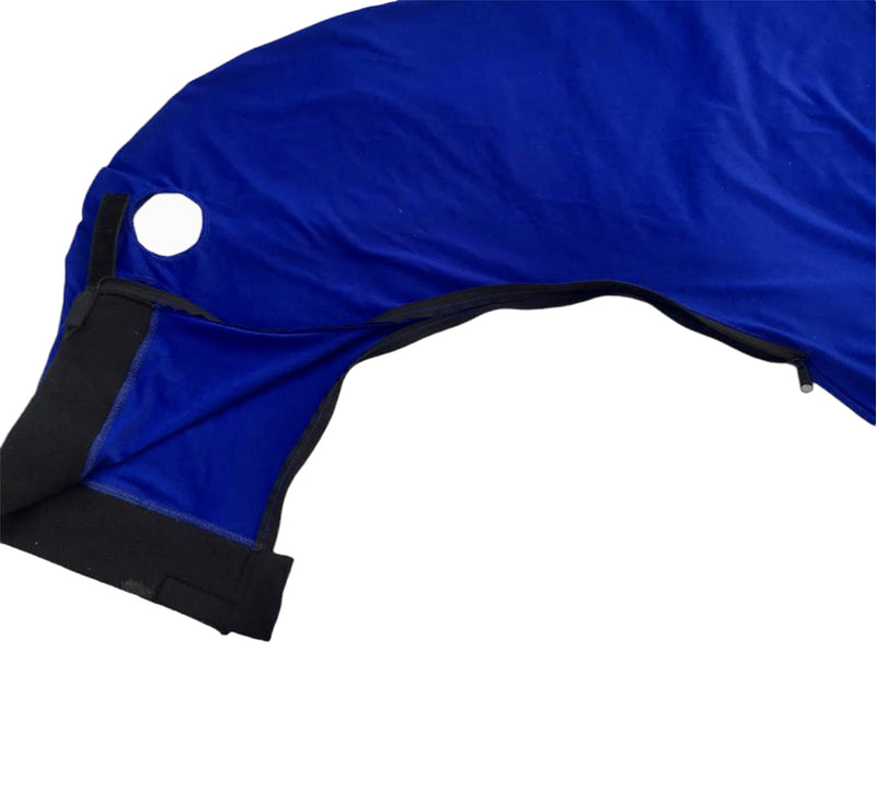 Majestic Ally Stretch Lycra Horse Hood with Zipper Medium Royal Blue - BeesActive Australia