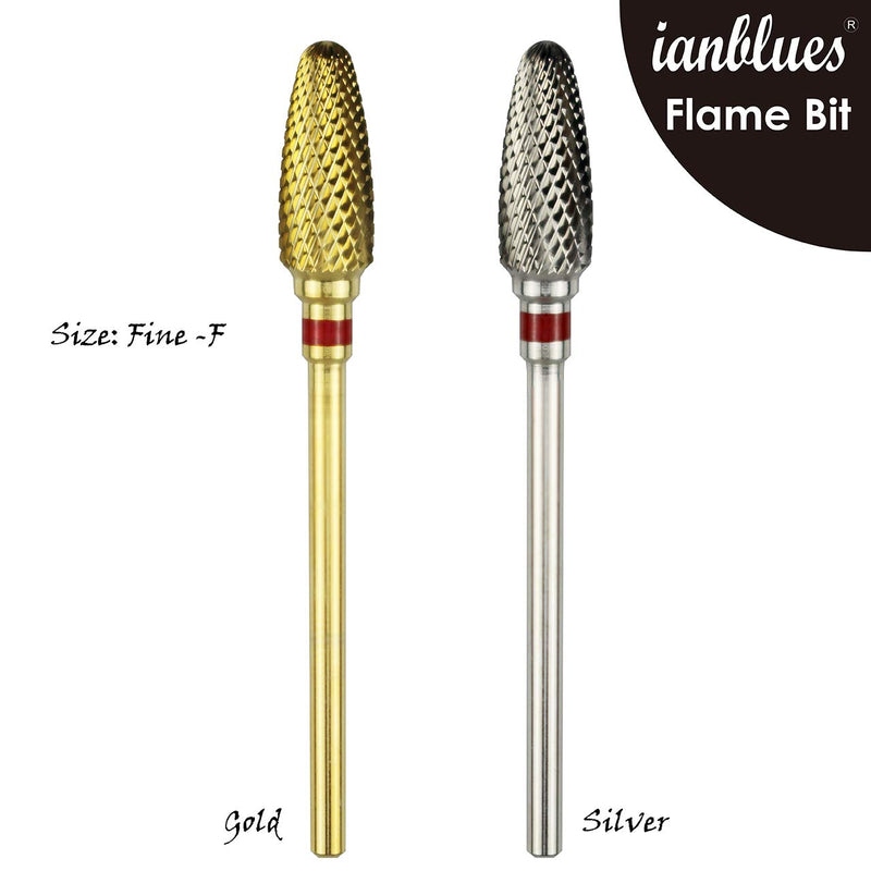 ianblues Nail Drill, Flame Bit, Professional Drill Bit to Quick Remove Nail Gels, Acrylic Gels, Dip Powder (Fine -F, Silver) Fine -F - BeesActive Australia