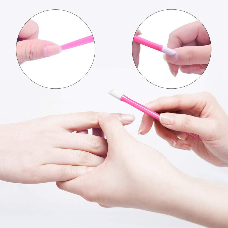 Lurrose 20Pcs Nail Cuticle Pusher Rubber Cleaning Stick Dead Skin Cleaner Exfoliating Scrub Nail Art Manicure Tool(Pink) - BeesActive Australia