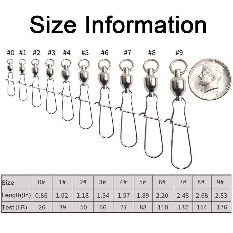 Fishing Ball Bearing Swivels with Duo Lock Snaps - 25Pcs Copper Stainless Steel Welding Rings Fishing line connectors High Strength Saltwater Big Game Fishing Swivel Size 2 (50lb) 25 Pack - BeesActive Australia