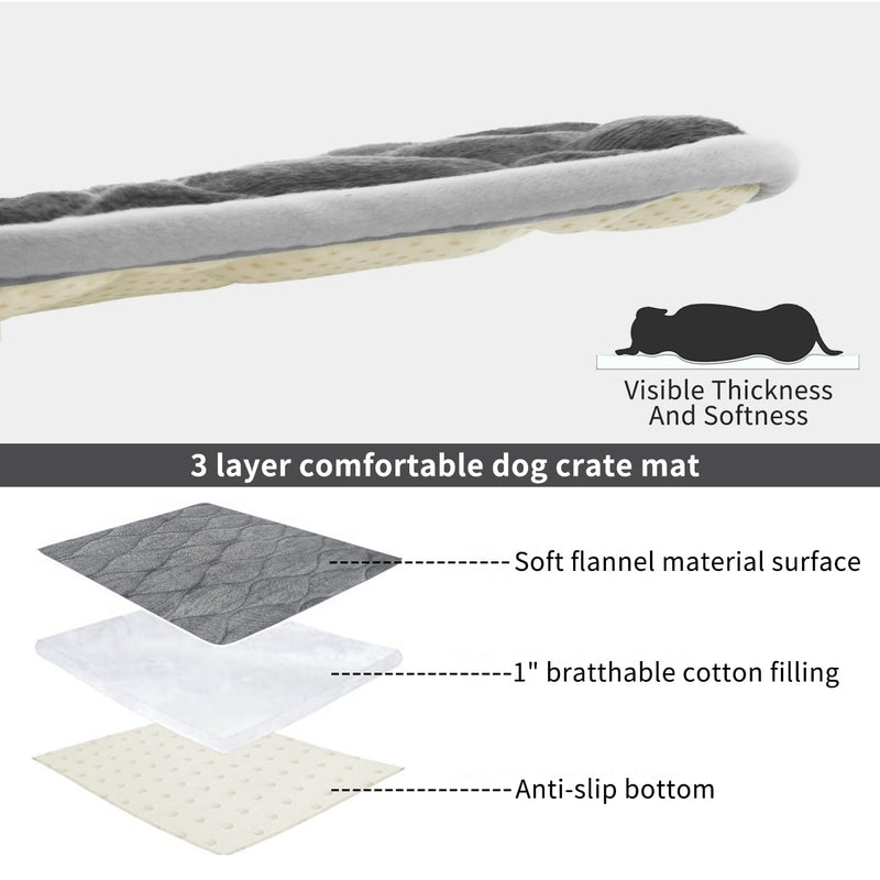 Furrybaby Dog Bed Mat Soft Crate Mat with Anti-Slip Bottom Machine Washable Pet Mattress for Dog Sleeping 24 Inch (Pack of 1) Sliver Grey Mat - BeesActive Australia