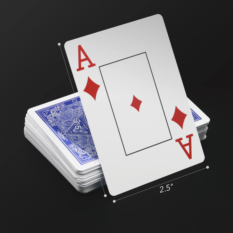 INTEGEAR Playing Cards 2 Decks Waterproof Plastic Poker Cards for Texas Holdem Poker Go Fish and More Card Games Standard and Jumbo Index 2.5" x 3.5" Red/Blue 2 Pack (Jumbo Index) - BeesActive Australia