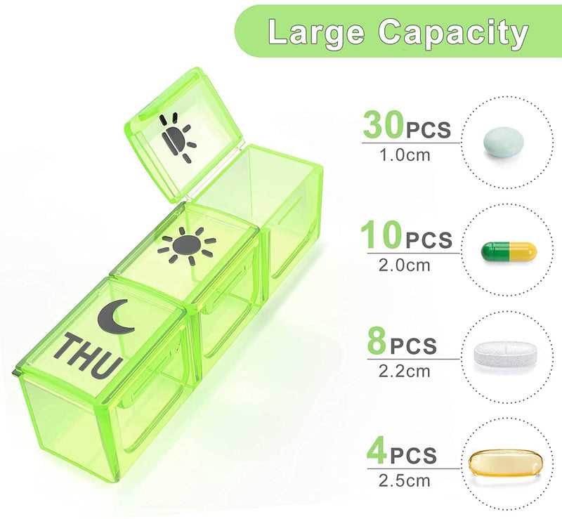 7 Day Pill Box Organiser 3 Times a Day, Large Weekly Pill Box Case with 21 Compartments for Morning Noon Evening - Rainbow Colour - BeesActive Australia