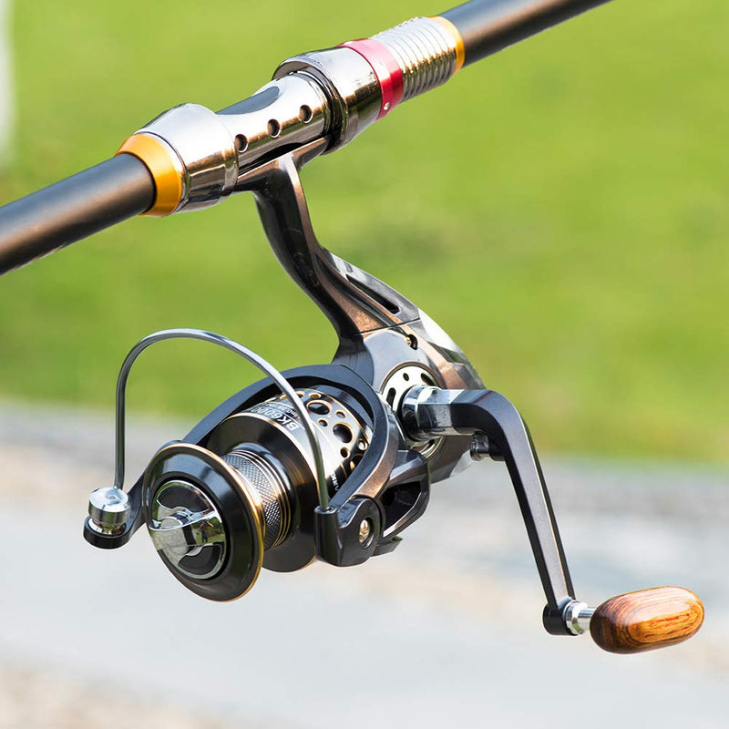HPLIFE Spinning Fishing Reel, 13BB Spinning Reel, with Left/Right Interchangeable Collapsible Wood Handle Metal Body 5.2:1/4.7:1 Gear Ratio Smooth, Inshore Boat Rock Freshwater Saltwater Fishing BK2000 - BeesActive Australia