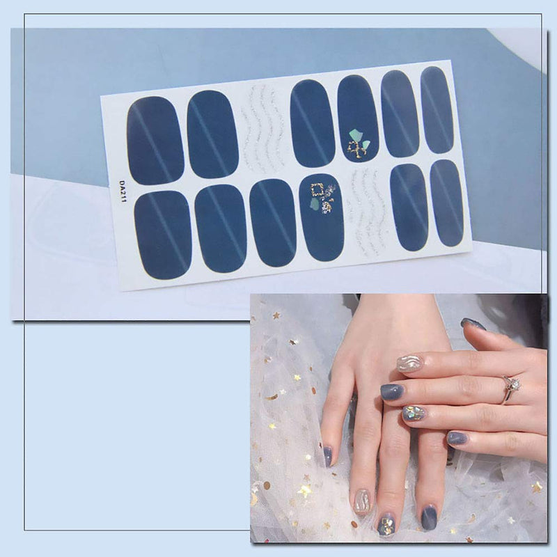 SILPECWEE 6 Sheets Cat Eyes Adhesive Nail Art Decals Stickers Tips and 1Pc Nail File Gradient Nail Polish Strips Full Wraps Manicure Design - BeesActive Australia