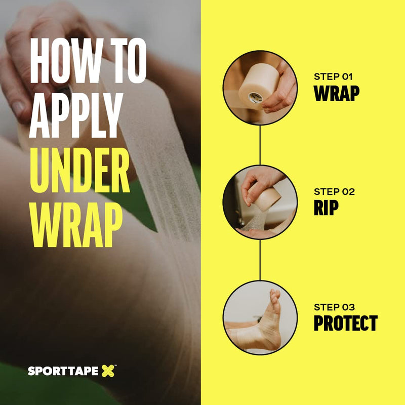 3 Rolls - SPORTTAPE Soft Foam Underwrap - Beige - 7cm x 27m | Pre Wrap Sports Tape - Thin, Non-Adhesive, Hypoallergenic, Protective Foam Wrap | Football Hair Band & Shin Guard Tape 3 Count (Pack of 1) - BeesActive Australia
