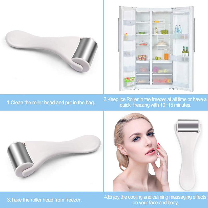 Ice Roller for Face & Eye,Puffiness,Migraine,Pain Relief and Minor Injury,Skin Care Products Stainless Steel Face Massager Ice Roller Massager (White) Face Roller - BeesActive Australia