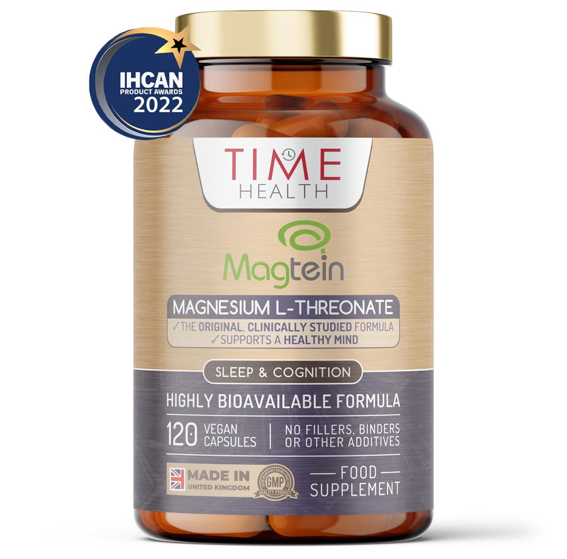 Magnesium L-Threonate (Magtein�) � 120 Capsules � High Strength 2100mg � Highly Bioavailable Chelated Form � UK Made to GMP & HACCP Standards � Zero Additives � Pullulan 120 Count (Pack of 1) - BeesActive Australia