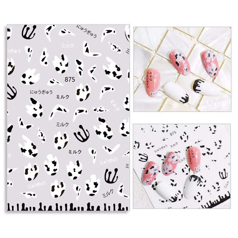 Cow Pattern Nail Art Stickers Self Adhesive Nail Decals 7Sheets Ins Style Cow Pattern Nail Stickers Nail Art Accessories for Women Girls DIY Nail Art Decorations Supplies Manicure Tips Decor Kits - BeesActive Australia