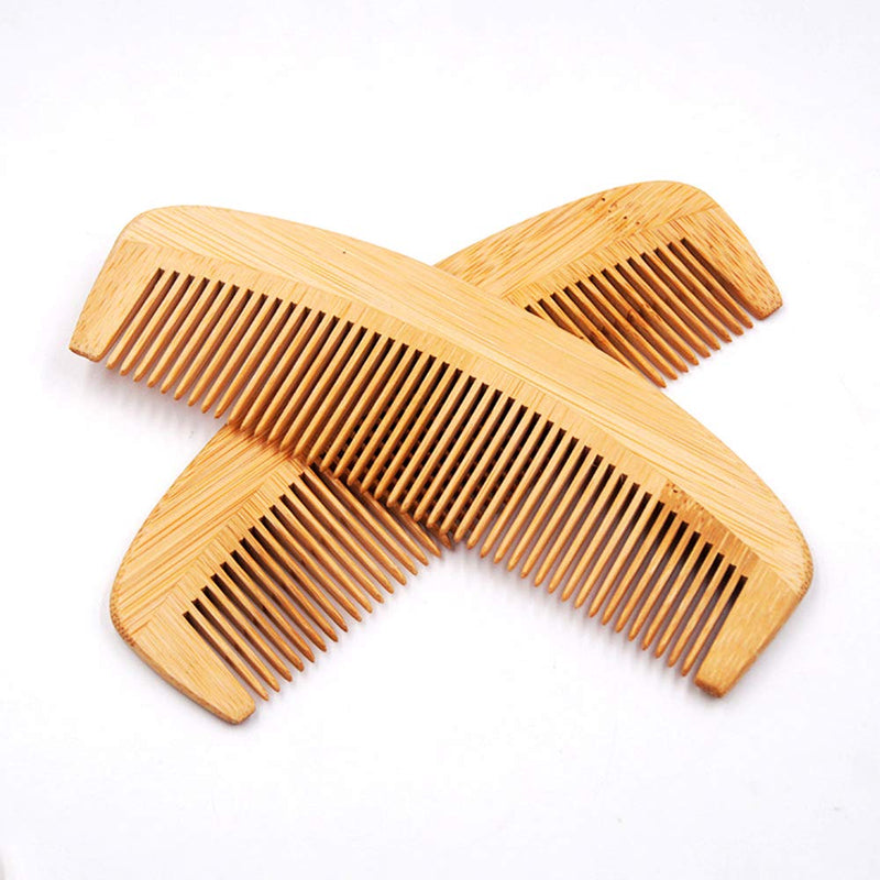 Hair Comb Wooden Salon Hairdressing Comb Curved Comb Fine Tooth Comb Set Moustache Grooming Brushes for Women Men and Girls 2 Pcs - BeesActive Australia