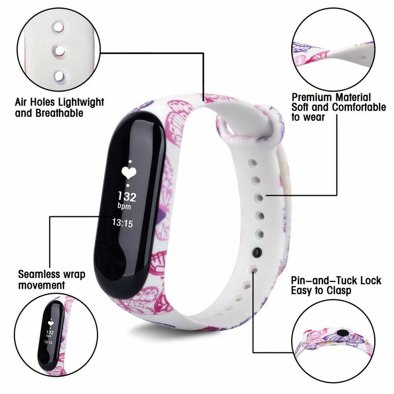 T-BLUER for Xiaomi Mi Band 4/Mi Band 3 Bands, Colourful Replacement Strap Wirstband for Xiaomi MiBand 4/MiBand 3 Band Smart Bracelet Accessories(No Tracker) 2PCS01 - BeesActive Australia
