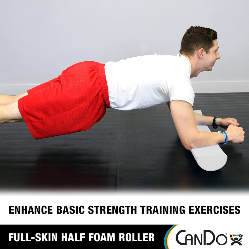Cando-30-2341 Full-Skin PE Foam Roller For Muscle Restoration, Massage Therapy, Sport Recovery, And Physical Therapy. White, 6" x 12", Half-Round - BeesActive Australia