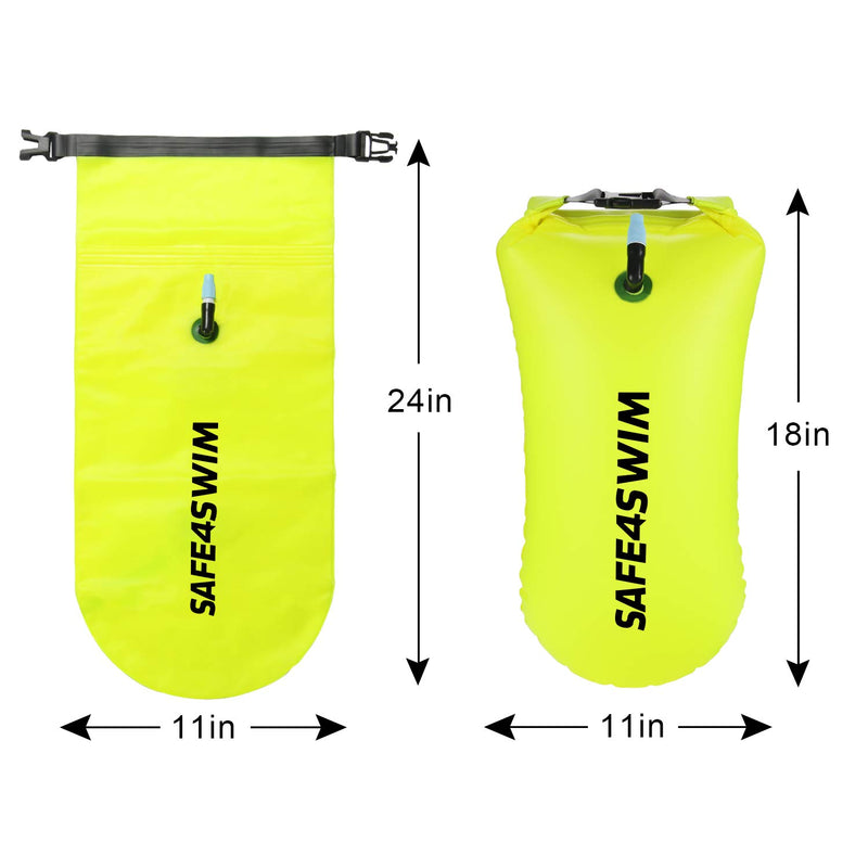 SAFE4SWIM Swim Buoy for Open Water Swimming - Be Bright, Be Seen & Be Safer with Adjustable Swim Bubble Waist Belt, 15L Yellow - BeesActive Australia