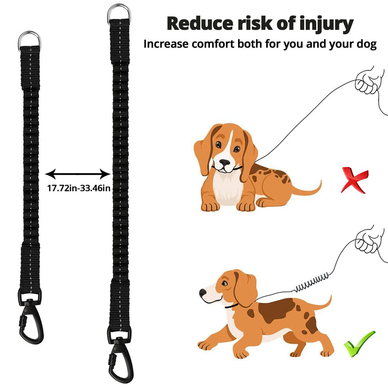 Dog Leash - 3/4/5/6/10/15/20/30/50/100/150FT Heavy Duty Leash with Swivel Lockable Hook and ,Reflective Threads Bungee Dog Leash Comfortable Padded Handle for Walking for Small Medium Large Dog Black 10ft*1/3'' - BeesActive Australia