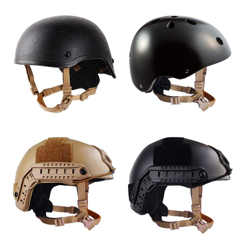 [AUSTRALIA] - Helmet Chin Strap 4 Points for Tactical Fast/MICH/IBH Kevlar Bump Helmets, X-Nape Suspension System with Bolts and Screws Black/Tan Dark Earth 