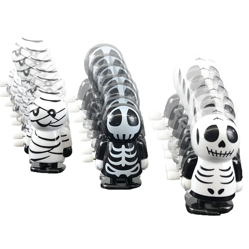 Wind-Up Walking Mummy & Skeleton Black and White Party Favor Toy 3 Pack - BeesActive Australia