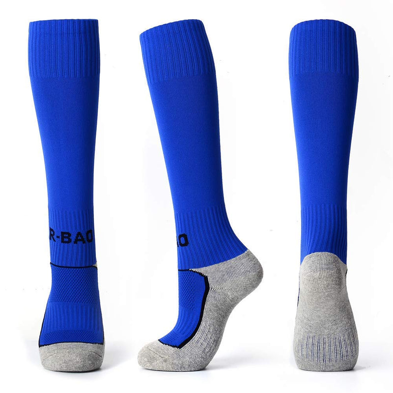 5 Pairs Kids Soccer Socks Boys Girls High Tube Long Knee Athletic Football Socks (4-18 Years) color mess Orange + Dark Green + Red + Purple + Blue Medium - BeesActive Australia