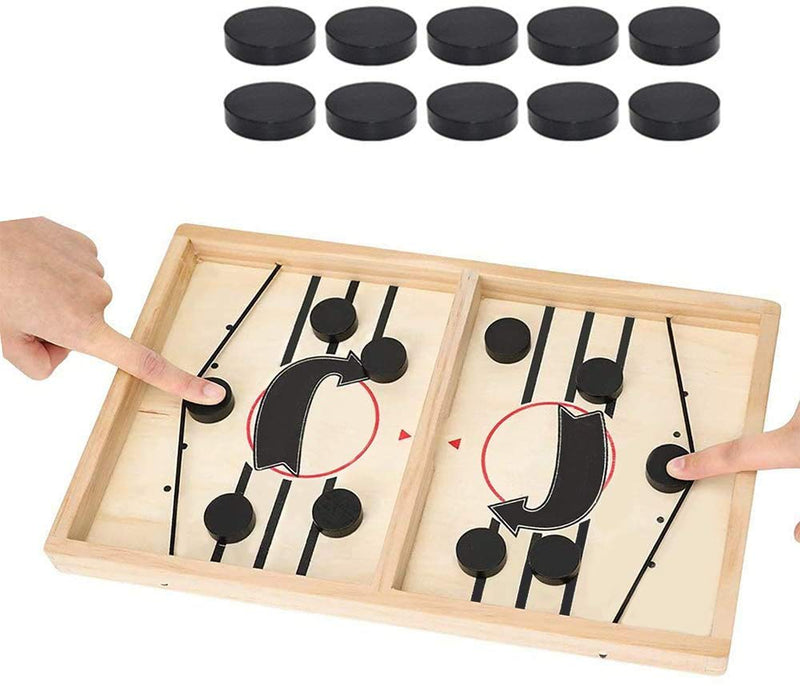 moopok Fast Sling Puck Game,Wooden Hockey Game Sling Puck.Desktop Battle Wooden Sling Hockey Table Game,Adults and Kids Family Games.Slingshot Game Toys.Foosball Winner Board Game (Medium Size) Medium Size - BeesActive Australia