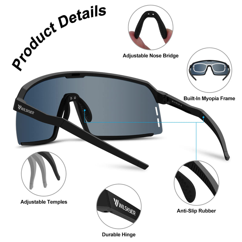 WILSKYER Cycling Glasses Polarized Sport Sunglasses for Men Women Baseball Fishing MTB Black Frame Red Lens - BeesActive Australia
