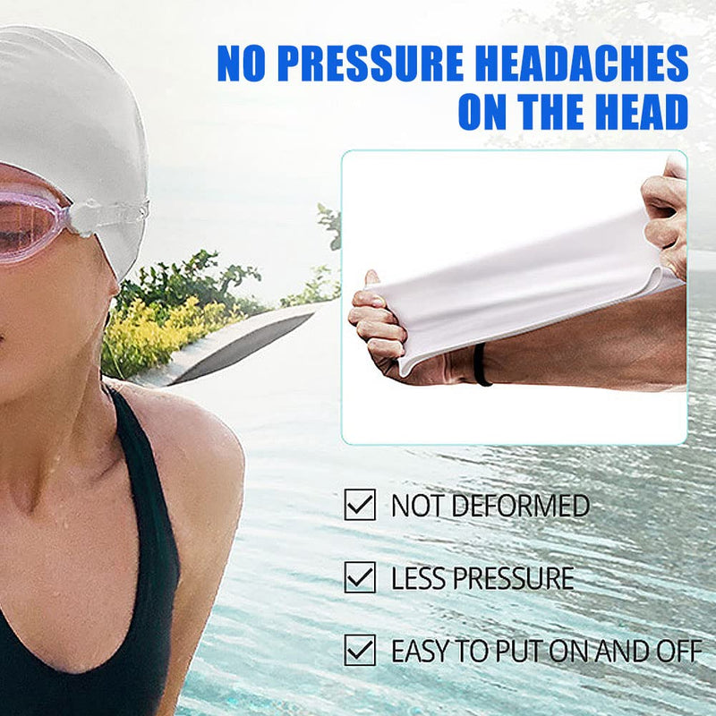 2 Pack Unisex Swim Caps Waterproof Silicone Swimming Caps Durable Elastic Non-Slip Bathing Swimming Pool Caps with Ear Plugs & Nose Clips for Women Men Adults Boys Girls Black&White - BeesActive Australia