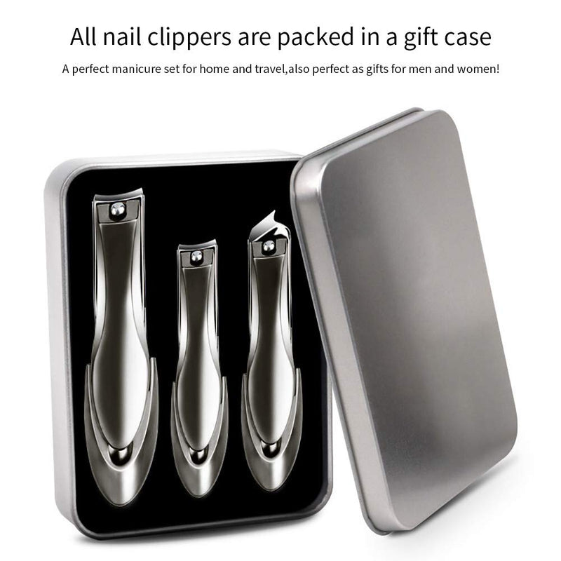 BEOK Nail Clippers Set Professional Fingernail Clipper Toenail Clipper Slant Edge Nail Cutter No Splash Toenail Clippers Fingernail Clipper Set for Men and Women, 3 PCS 3pcs - BeesActive Australia