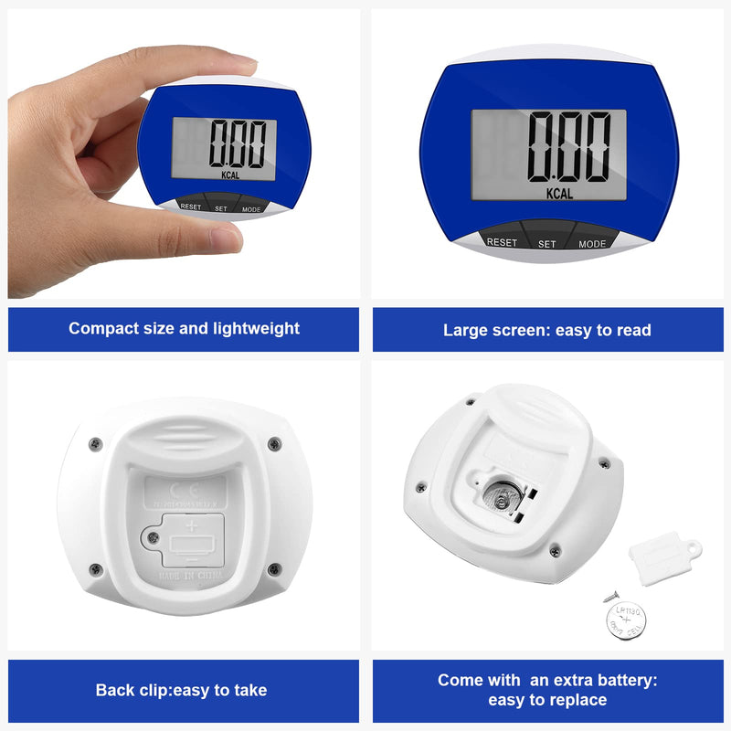 16 Pieces Blue Pedometer Step Counter Walking Running Pedometer Portable LCD Pedometer with Calories Burned and Steps Counting for Jogging Hiking Running Walking - BeesActive Australia