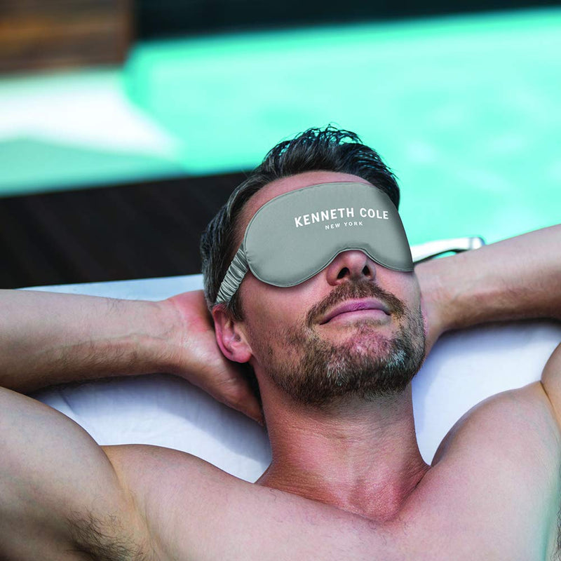 Kenneth Cole Satin Eye Mask - Eyeshade with Elastic Strap Blocks Light Like A Boss and Gets You The Best Night's Sleep Ever Grey - BeesActive Australia