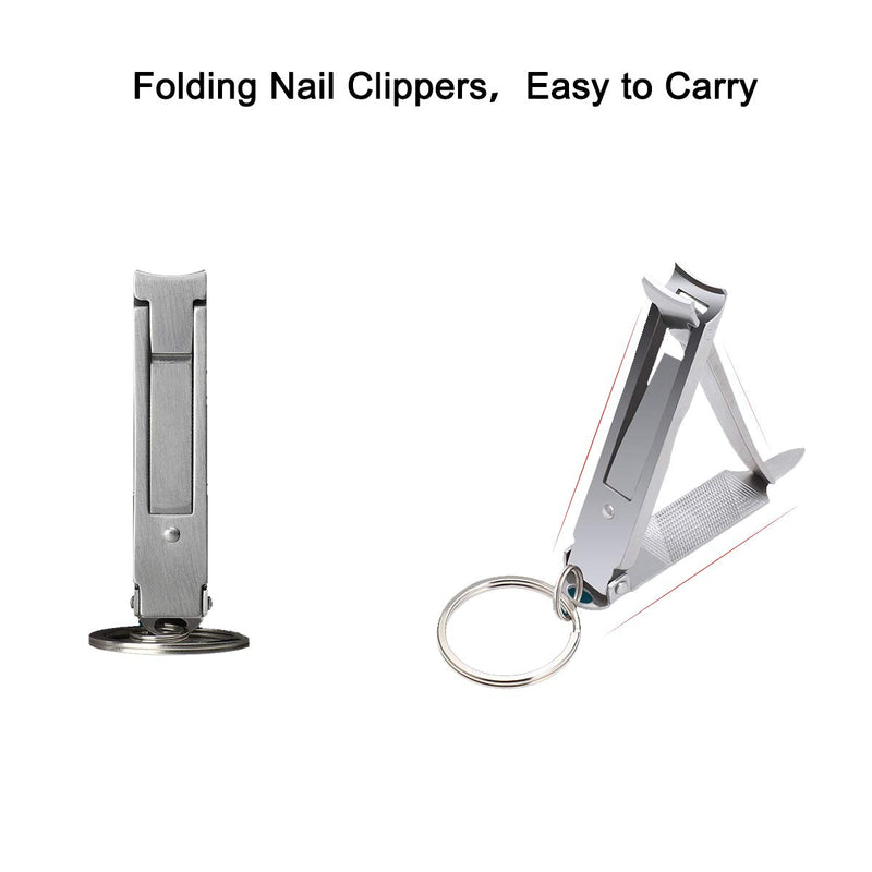 Multi Nail Clippers, Ultra-Thin Nail Clippers with Keychain, Portable Nail Clippers with Nail Files, Stainless Steel Foldable Manicure Set for Travel, Camping & Outdoors Box Silver - BeesActive Australia