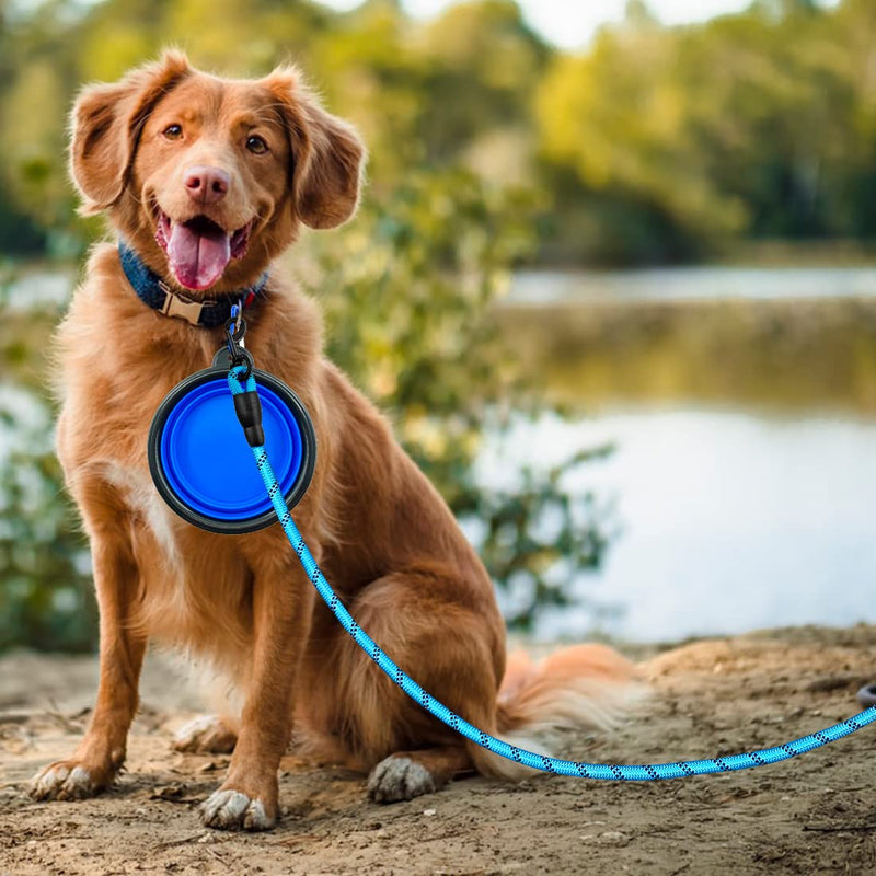 ZOVJCY 2FT/5FT/6FT/10FT Strong Dog Leash - Comfortable Padded Handle - Pet Dog Leash for Small Medium and Large Dogs with Collapsible Pet Bowl and Dog Garbage Bags 01 - Blue 1/2'' x 6 FT 2 Pack - BeesActive Australia