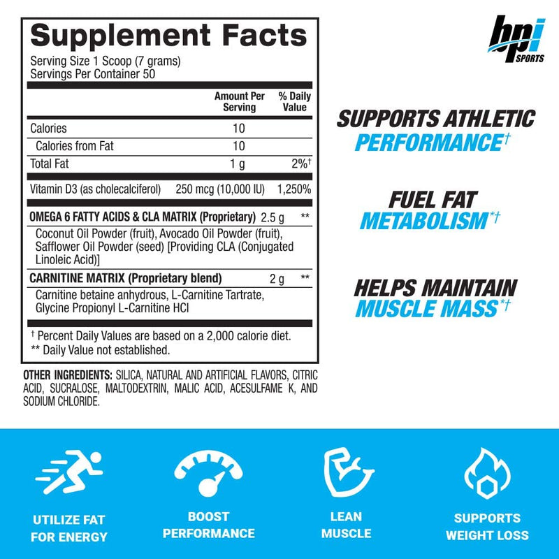 BPI Sports CLA + Carnitine – Conjugated Linoleic Acid – Performance, Lean Muscle – Caffeine Free – For Men & Women – Rainbow Ice – 50 servings – 12.34 Oz. Rainbow Ice - BeesActive Australia
