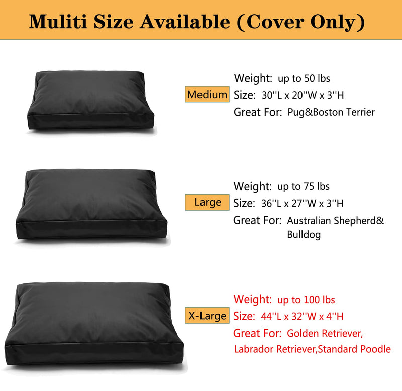 Aacabo Replacement Dog Bed Cover,Heavy Duty Tear Resistant Waterproof Removable Reusable Dog Bed Covers with Zipper-Cover Only X-Large - BeesActive Australia