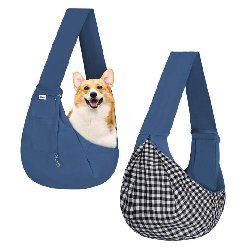 FDJASGY Small Pet Sling Carrier-Hands Free Reversible Pet Papoose Bag Tote Bag with a Pocket Safety Belt Dog Cat for Outdoor Travel Navy Blue - BeesActive Australia