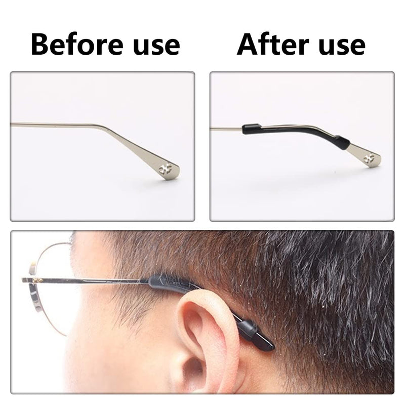 Juliyeh 9 Pairs Anti-Slip Glasses Hooks Grips Eyeglass End Tips Soft Silicone Glasses Arm Covers for Various Glasses and Sunglasses Black r3r3 - BeesActive Australia