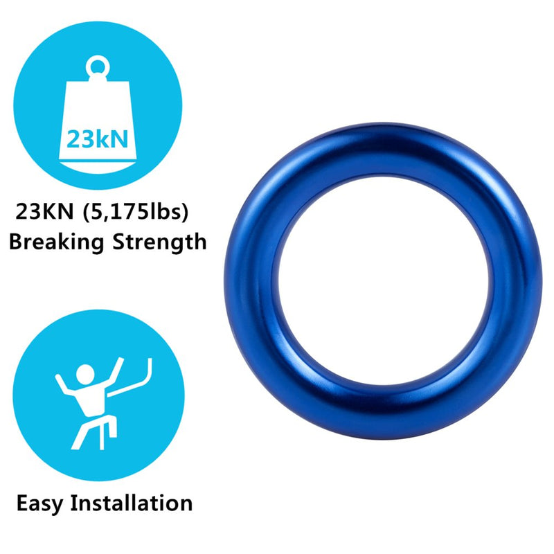 PROND Aluminum Rappel Ring, Climb Perfect Tension Aluminum Alloy O-Ring, 23KN Rappel Rings for Rock Climbing Arborist and Hammock Blue - 1 Pcs/Pack - BeesActive Australia