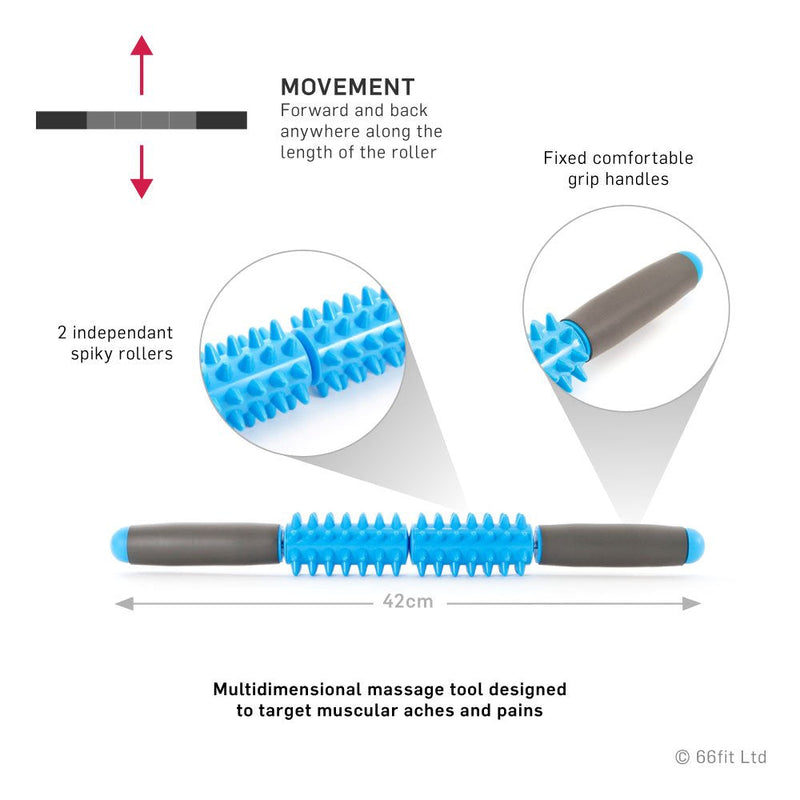 66fit Spiky Muscle Roller Stick - Includes Massage Stick Ebook - Deep Tissue Trigger Point Massage Tool For Tight Calf and Leg Muscles - BeesActive Australia