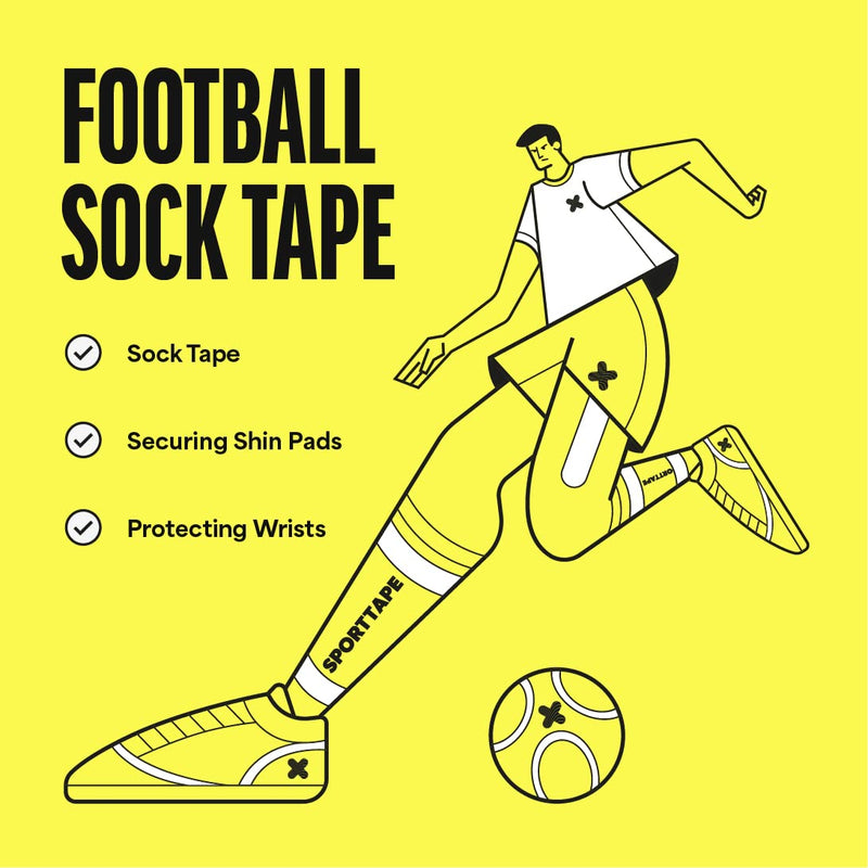 6 Rolls SPORTTAPE Self-Adhesive Football Sock Tape | 5cm x 4.5m - White | Cohesive Bandage Sock Wrap, Shin Pad Tape | Goalkeeper Wrist Tape & Football Ankle Tape | Pet & Vet Wrap for Dogs, Horses 5x450 cm (Pack of 6) - BeesActive Australia