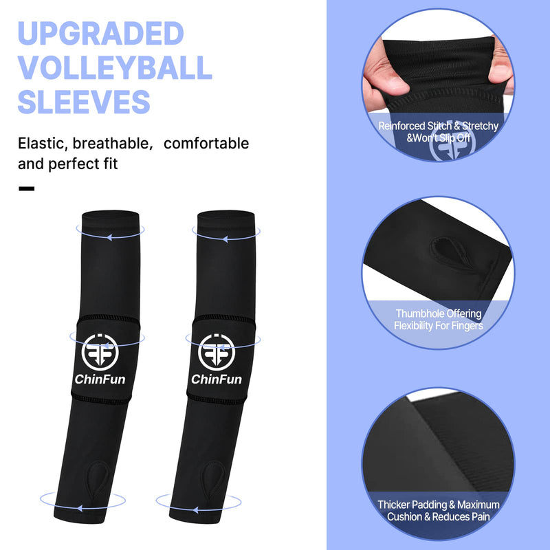 ChinFun Volleyball Arm Sleeves Passing Forearm Sleeves with Protection Pad Volleyball Gear for Youth Girls Women 1 Pair Black 12" - BeesActive Australia