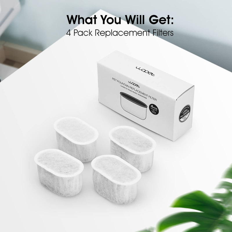 WOPET 4 Pack Replacement Filters Compatible with W300 Cat Water Fountain, 67oz/2L Automatic Pet Water Fountain, Super Quiet Dog Water Dispenser 4pcs - BeesActive Australia
