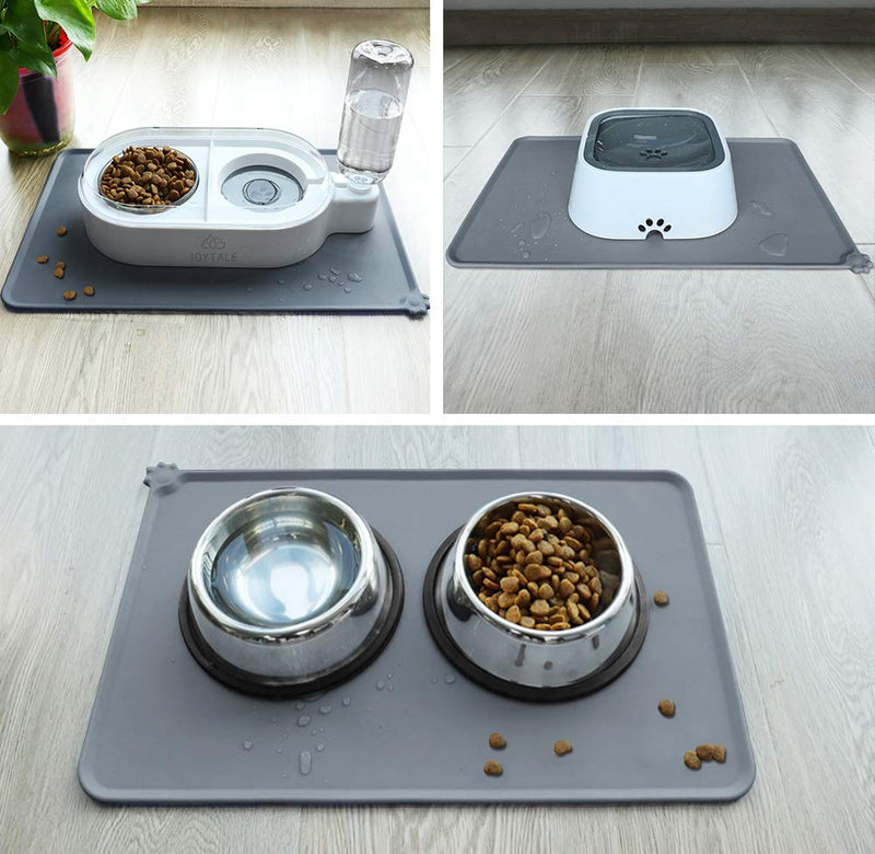 Joytale Dog Cat Food Mat, Large (21" x 14") or Medium (18.5" x 12") Silicone Waterproof Pet Bowl Mat, Non Slip Pet Bowl Mats Placemats Small (Pack of 1) Grey - BeesActive Australia