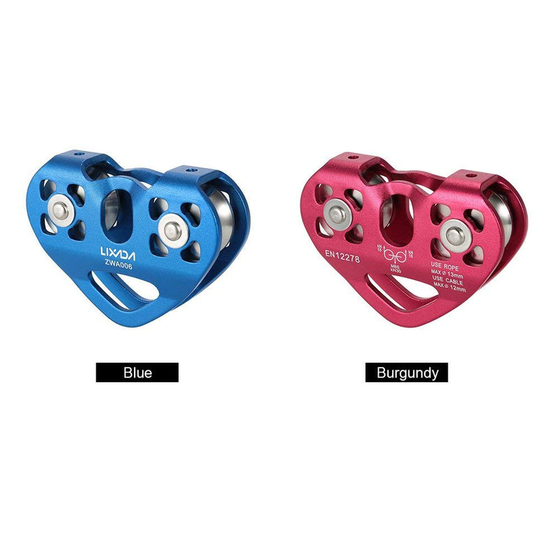 Lixada Climbing Pulley Zip Line Pulley 20kN Bearing Mobile Pulley with 25kN Screw Locking Carainber for Rigging Climbing Dark Blue - BeesActive Australia