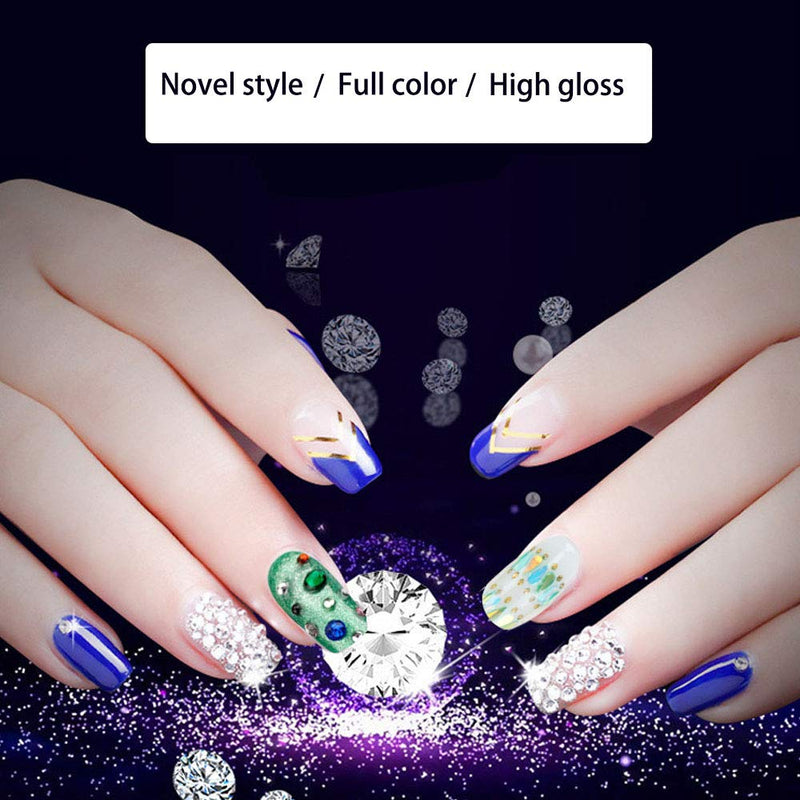 30 Boxes Nail Rhinestone Set Round Multi-Shaped Nail Glass Crystal Water Drop Piece Color Gravel for Women's DIY Make Up Design and Decoration Accessories with Tweezer - BeesActive Australia