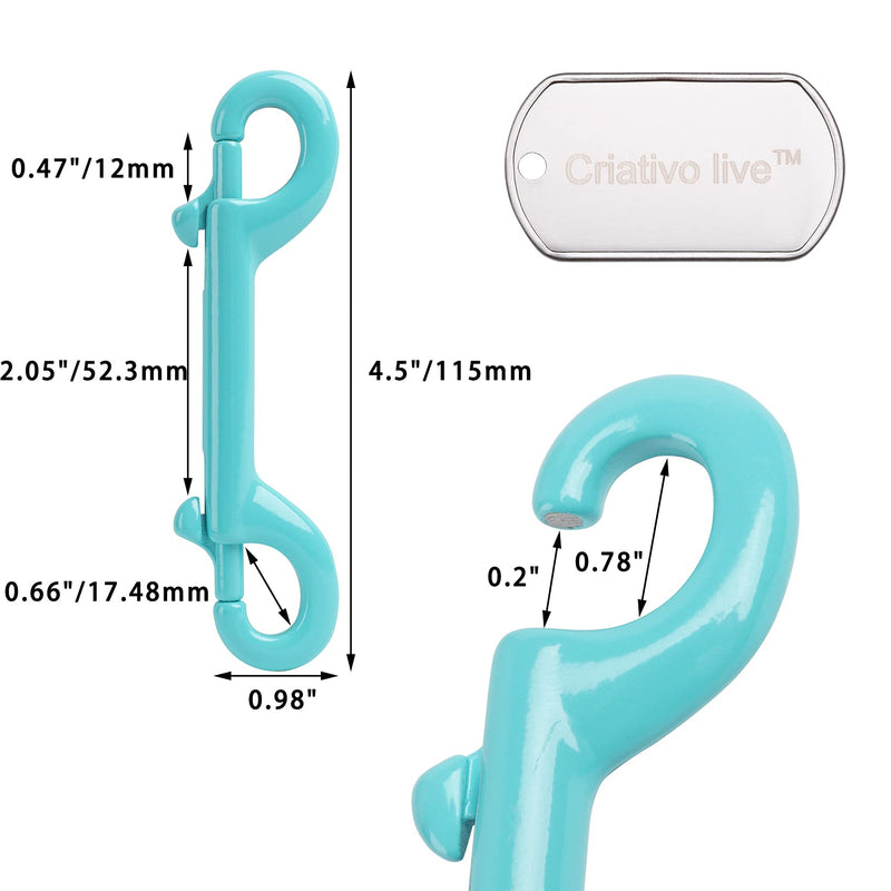 Criativo live 6 pcs Marine Grade Double Ended Bolt Snap Diving Hook Clips,Scuba Trigger Clip,Large 4-1/2'' 115mm 316 Stainless Steel Light Blue - BeesActive Australia