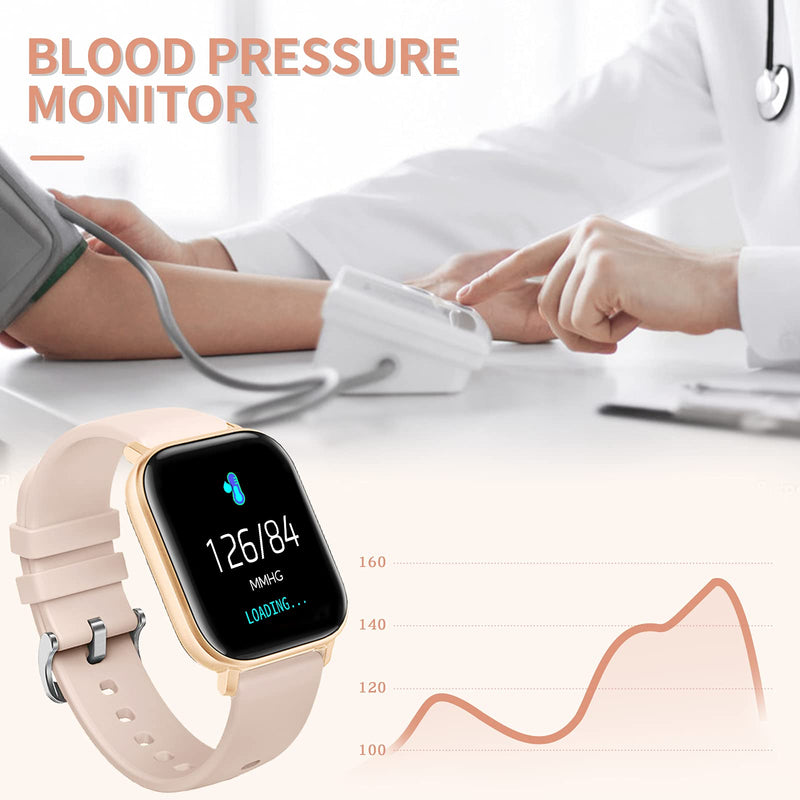 Fitness Tracker Blood Pressure Heart Rate Monitor Blood Oxygen Activity Pedometer Big Fitness Tracker Sleep Monitor for Women Men P8 rosegold - BeesActive Australia