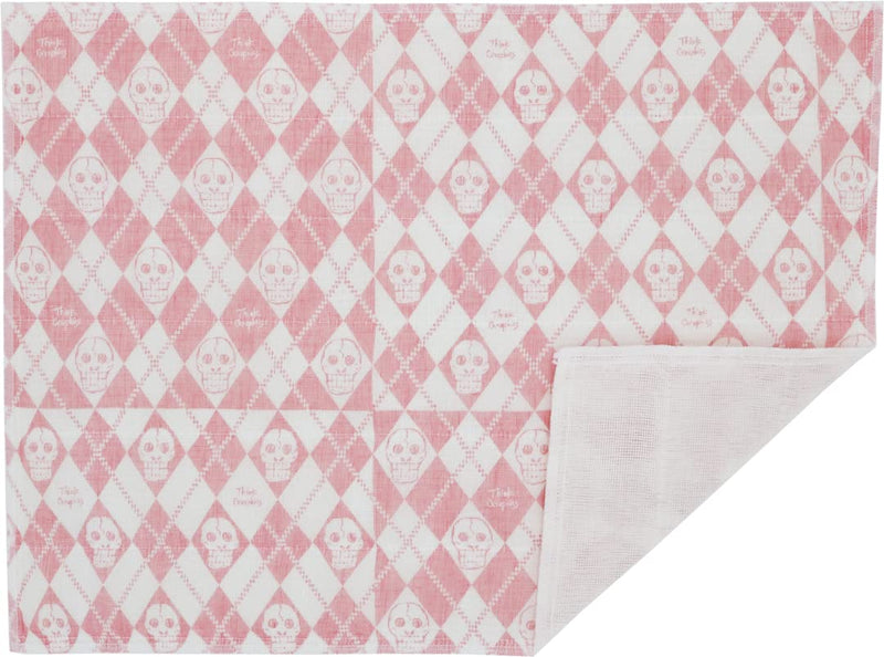 Shirayuki Japanese Kitchen Cloth KYO-YUZEN. Made Layered Fine Mesh Cloth. Dish Wipe, Table Wipe, Hand Wipe. Made in Japan (Pink, Happy Skull) Pink - BeesActive Australia