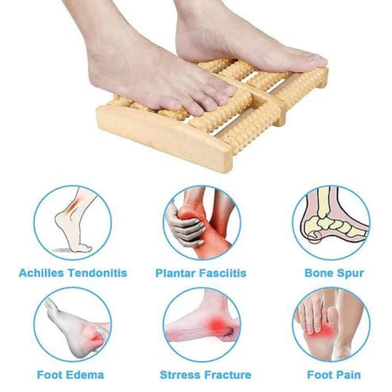 Clever Design Wooden Foot Massager Roller - Ease Plantar Fasciitis, Heel Arch, Feet, Muscle Pain Relief, Stimulate, Relaxation, Diabetic, Neuropathy, Reflexology, Unisex, Compact Gift & Aid, All Ages - BeesActive Australia