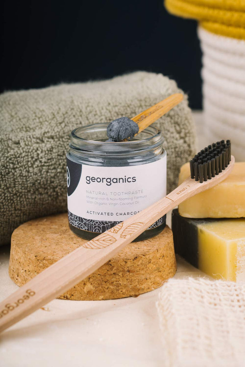 Georganics Mineral Toothpaste - Non-foaming Formula with Virgin Coconut Oil - Vegan, SLS, Cruelty and Fluoride Free - Charcoal - 120ml Activated Charcoal 120 ml (Pack of 1) - BeesActive Australia